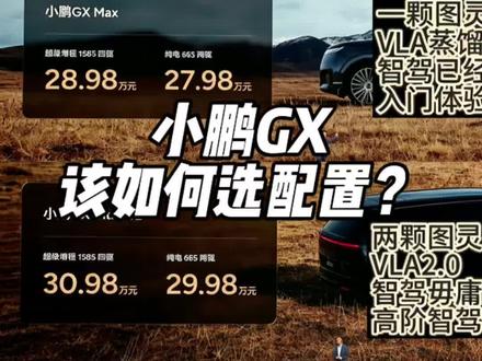 小鹏GX配置怎么选 顶配买的是最多的,所以已经有车友要等12周,你选了哪个配置呢#小鹏汽车 #小鹏GX