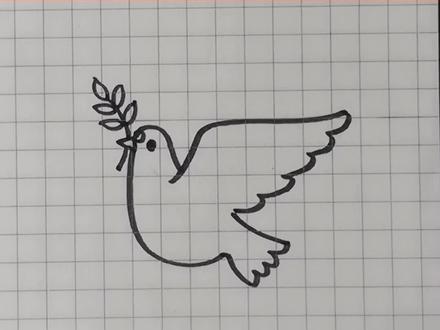超简单的和平鸽画法,一看就会哦#简笔画 #建党节手抄报