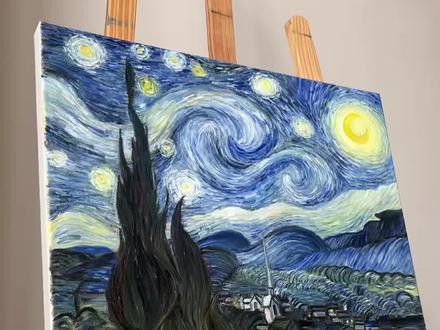 临摹梵高《星月夜》保姆级教程#梵高