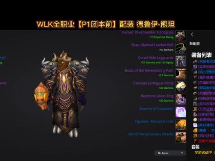 【P1团本前装备搭配】第3期 -- 熊T篇#魔兽世界怀旧服 #巫妖王之怒怀旧服