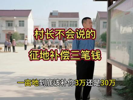 村长不会说的征地补偿三笔钱,少拿一笔都亏了!征地补偿款别稀里糊涂就签字!#真实生活分享计划 #土地征收 #中视频伙伴计划 #征地拆迁 #补偿 @抖音小助手 @抖音媒体内容优推官 @抖音热点
