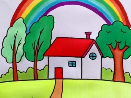 教你画房屋风景,简单易学。#简笔画 #一起学画画