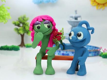 儿童橡皮泥人卡通人搞笑视频,美人鱼泥人玩具脚色扮演