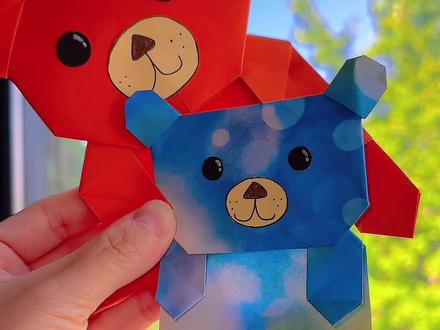 #折纸教程 超可爱小熊书签值得拥有,@ 好朋友来一起折 #书签制作 #一学就会系列 #手工diy