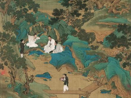 明代青绿山水第一人--仇英,其代表作品《桃源仙境》,文人理想中的隐居之乐#山水画 #艺术 #文化 #国画 #传统文化