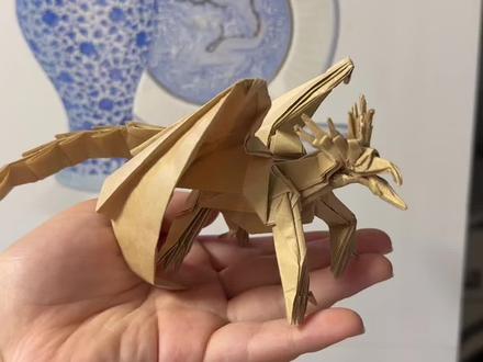 古代龙二折与狼对比#手工 #折纸 #纸艺