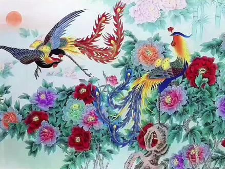 丹凤朝阳,国画凤凰,工笔画牡丹,国画牡丹 丹凤朝阳#国画凤凰#工笔画牡丹#国画牡丹