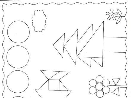 有趣的七巧板#小学生手抄报 线稿图#一起学画画