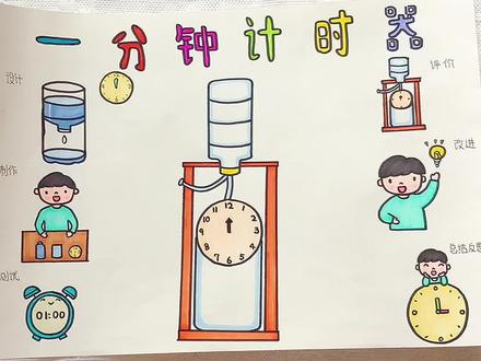 一分钟计时器——水钟手抄报教程~#手抄报模板 #小学钟表制作 #水钟 #水钟实验