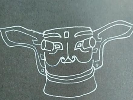 我的家乡广汉三星堆出土了,大量的青铜文物,现如今举世闻名!#简笔画 #手绘青铜面具#儿童绘画 @天彩书画