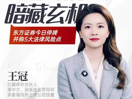 证券并购,暗藏玄机,东方证券今日停牌,并购5大法律风险点#证券并购 #并购风险点 #东方证券 #纽约律师王冠聊谋略