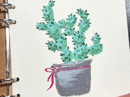 每日学画一植物 仙人掌怎么画🌵 油画棒入门教程#零基础学画画 #绘画教程 #跟着抖音学画画 #油画棒 #油画棒教程