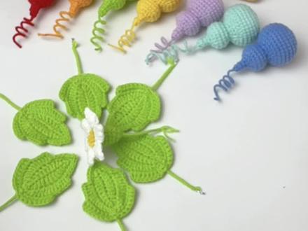七彩葫芦视频教程三,花朵编织 #手工编织