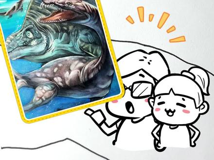 【绘本系列】女儿画长脖子,爸爸反手改成史前深海长脖巨兽!#画画 #父女日常 #蛇颈龙 #鱼龙 #深海巨物