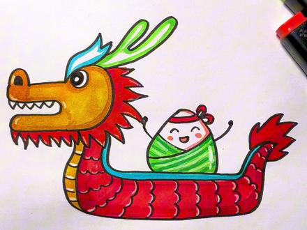 端午节龙船的简单画法#端午节 #儿童简笔画 #手绘 #简笔画 #端午节主题画 @抖音小助手