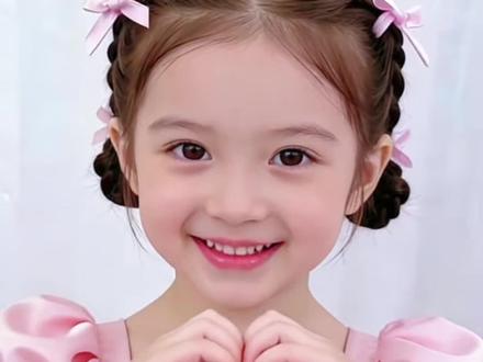六一儿童节清爽甜美低丸子头#生女儿就是用来打扮的#儿童编发#六一儿童节#头饰发饰#发圈头绳