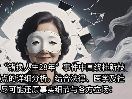 错换人生28年
围绕杜新枝的四大争议点的详细分析,结合法律、医学及社会背景,尽可能还原事实细节与各方立场#错换人生 #杜新枝 #李圣律师 #错换人生28年最新进展 #医院责任