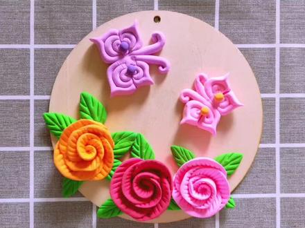 蝶恋花 面花 黏土画#花馍 #黏土