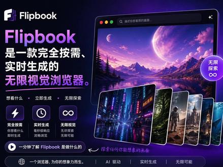 下一代浏览器,没有代码,只有图像 Flipbook:
每一页都是 AI 实时生成的图片
点击探索,越点越深入
告别 HTML,告别文字墙
未来的网页,就是一整个动态的世界
不知道能不能大规模落地哦,毕竟对钱包和电脑的要求挺高的。
但是用在知识教学上我觉得很有前途,比如物理,自然,地里,博物馆里的文物科普啊,会很有意思。
评论区谈谈你们的看法吧。
#ai #人工智能 #flipbook #科普知识