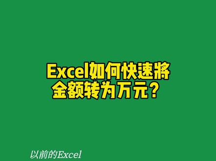 excel如何快速将金额转为万元单位?#excel技巧 #职场加分技能 #视觉设计