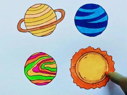 不一样的星星,行星简笔画#简笔画 #星星#行星