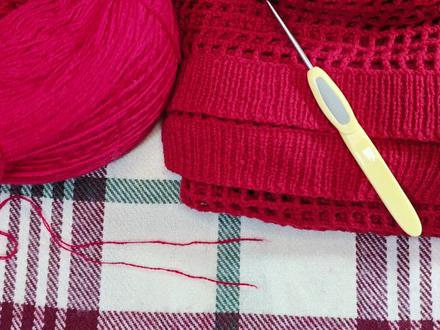 手工编织#围巾三万三教程1 钩格子方法##钩织教程大全