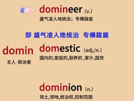 一分钟记住6个单词,🈲拒绝死记硬背 词根D-domin #词根词缀记忆法#词根词缀背单词#词根联想记忆法