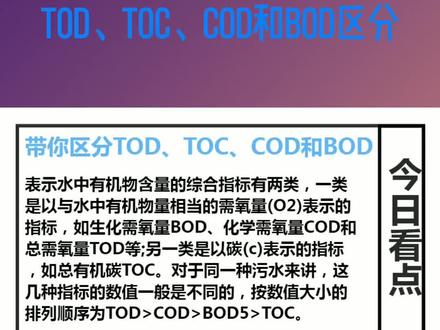带你区分TOD、TOC、COD和BOD#水处理