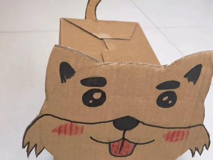 迪宝要了好多次的小狗,动手做一只,不用吃喝的小家伙#纸箱改造 #手工diy #废物利用变废为宝 #一起玩手工吧