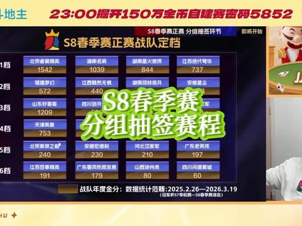 S8春季赛分组抽签赛程~ #JJ掘开 #JJ斗地主