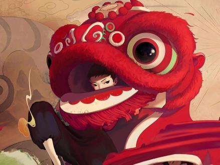 大家新年快乐 分享一张雄狮少年#插画 #雄狮少年#绘画过程 #原创插画 #画画 #板绘