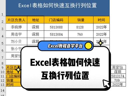 Excel表格如何快速互换行列位置Excel教程#excel技巧 #干货分享 #