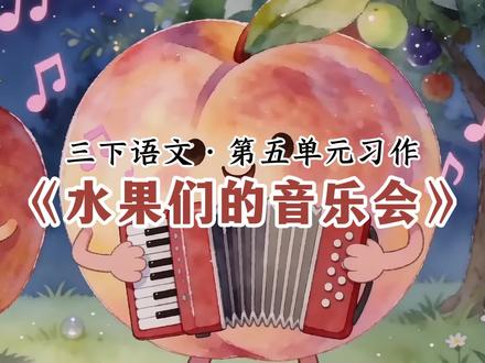 三下语文,奇妙的想象范文《水果们的音乐会》 三年级语文下册第五单元习作,奇妙的想象作文范文《水果们的音乐会》 #三年级语文下册 #三下语文 #奇妙的想象作文 #三年级作文 #小学作文
