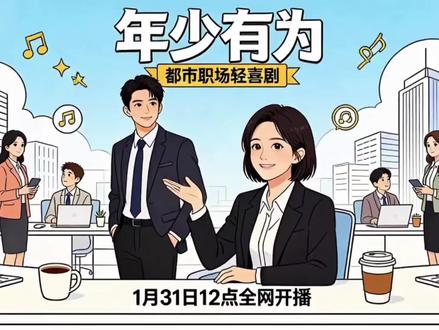 都市职场轻喜剧《年少有为》1月31日12点在全网开播。#都市职场 #轻喜剧 #年少有为 #彭昱畅 #林允