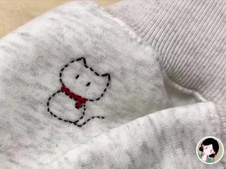 刺绣卫衣小猫咪教程#刺绣教程#小猫咪