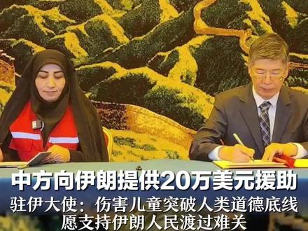 中方向伊朗提供20万美元援助 交接仪式在德黑兰举行 驻伊大使:伤害儿童突破人类道德底线 愿支持伊朗人民渡过难关