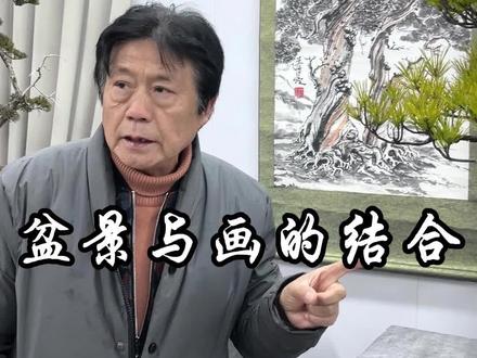 盆景与画的结合#花卉绿植 #盆景 #国画#国学文化