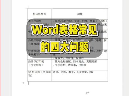 Word表格常见的四大问题。#办公技巧 #职场干货 #WPS#文员必会#办公小技巧
