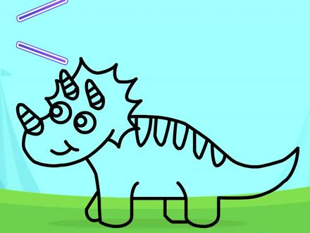 少儿美术绘画启蒙三角龙简笔画亲子陪伴恐龙视频教程儿童艺术瞎画 #三角龙简笔画 #恐龙绘画教程 #日常瞎画