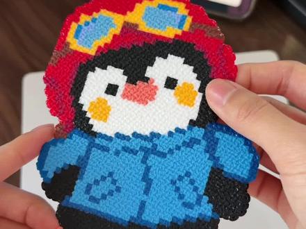 搓澡巾烫豆教程|企鹅崽崽零翻车攻略#拼豆教程 #烫豆教程 #拼豆图纸