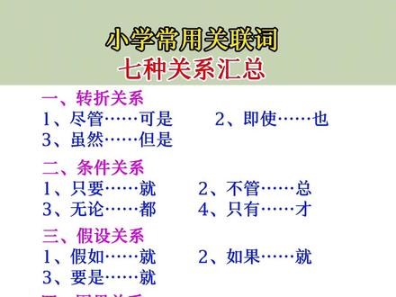 #小学语文 常用关联词汇总