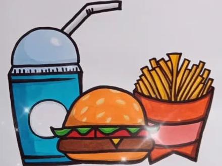 汉堡可乐薯条#简笔画 #汉堡 #育儿正能量传递 #同城热门 #薯条