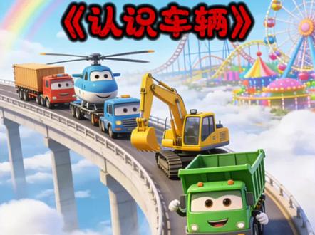 启蒙早教儿歌动画《认识车辆》儿歌启蒙 #认识车辆#挖掘机 #儿歌100首最火 #0到3岁早教儿歌 #幼儿早教
