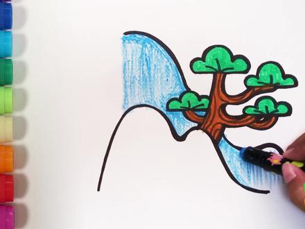儿童简笔画 黄山 一起画壮丽的黄山-儿歌多多出品 #宝宝学画画 #简笔画教程 #给孩子看的小知识 @抖音青少年
