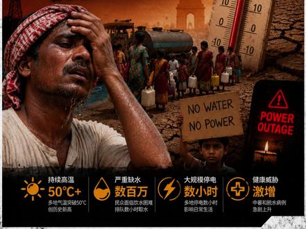 印度多地连续高温,气温接近48℃,水资源紧张,电力供应告急。 专家警告,气候变化导致全球极端天气越来越频繁。面对炎热、干旱与停电,你准备好了吗?#印度高温 #极端天气
#全球气候变暖#缺水危机 #联合国警告