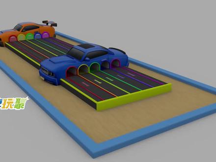 校车巴士顺利通过汽车城拱桥