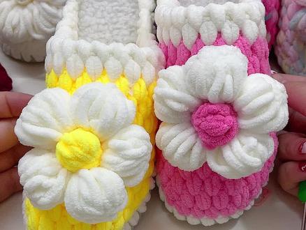 双色泡芙花拖鞋教程#拖鞋教程 #手工拖鞋教程 #钩针教程#零基础教程