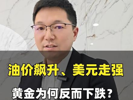 中东局势紧张、油价冲上100美元,黄金应该涨,但结果却是黄金连续第二周下跌。原因其实很简单:美元太强了。#上热门话题 #金融常识普及 #家庭资产配置#黄金#美元