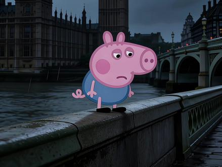 忧郁乔治ai指令制作教程来啦!#乔治 #小猪佩奇 #忧郁 #豆包ai #豆包出大片有两把刷子 乔治忧郁图片制作