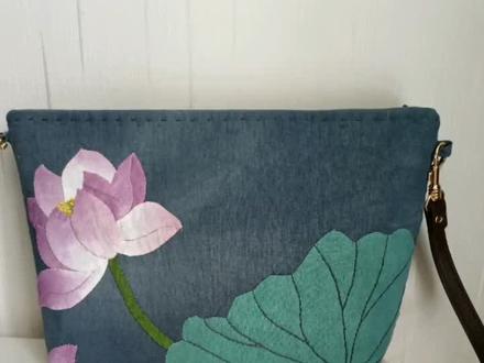 荷花的拼布方法#手工布艺 包#手绘手绣扎染#非遗传承